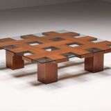 Table basse en noyer, Italie, années 1970