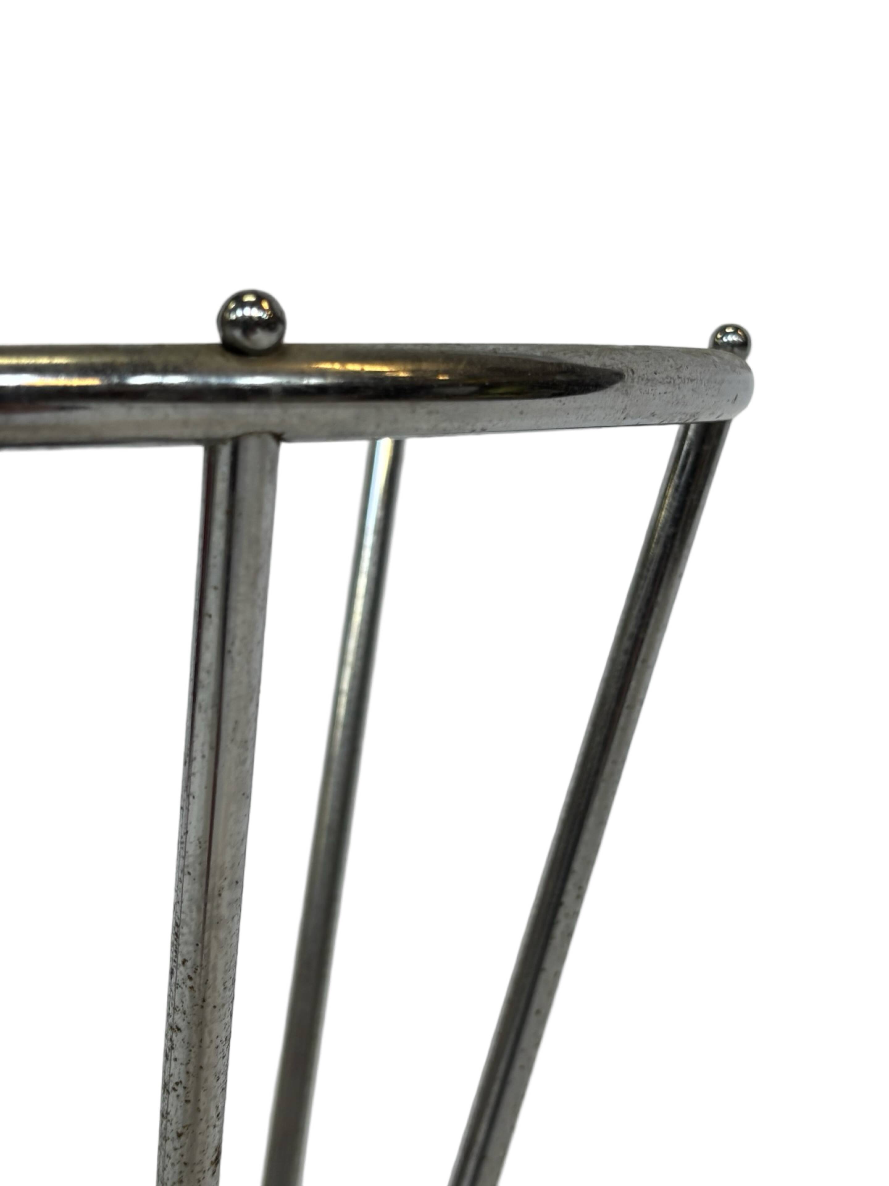 Vintage Umbrella stand chrome round black Dutch Art Deco