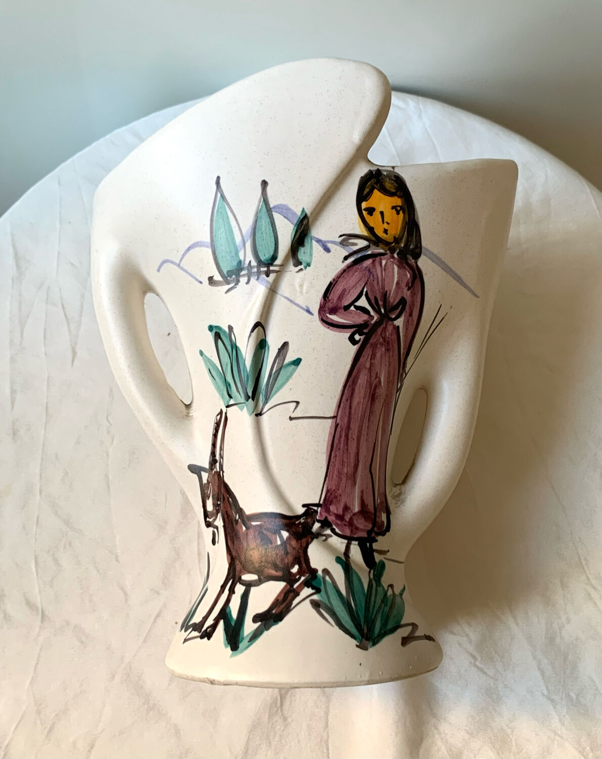 Old vintage Corsican ceramic vase