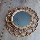 Miroir rotin forme fleur