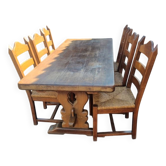 Ancienne table de ferme + chaises
