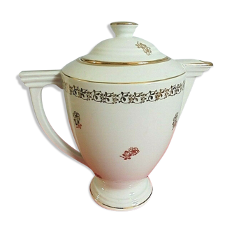 White Limoges porcelain coffee maker with golden patterns