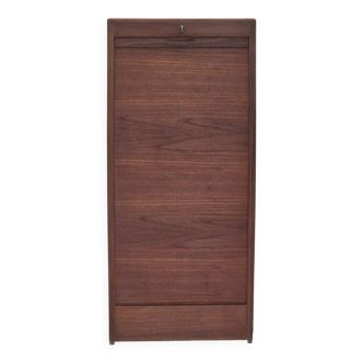 Armoire de bureau danoise des années 1960, état d'origine, bois de teck, portes coulissantes, tiroirs à l'intérieur.