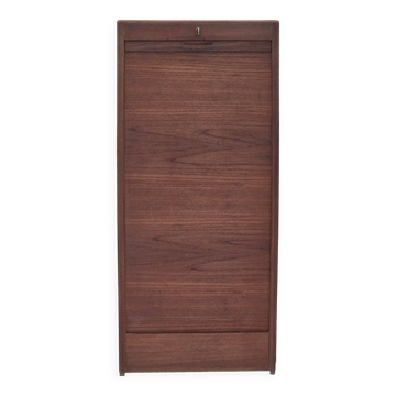 Armoire de bureau danoise des années 1960, état d'origine, bois de teck, portes coulissantes, tiroirs à l'intérieur.