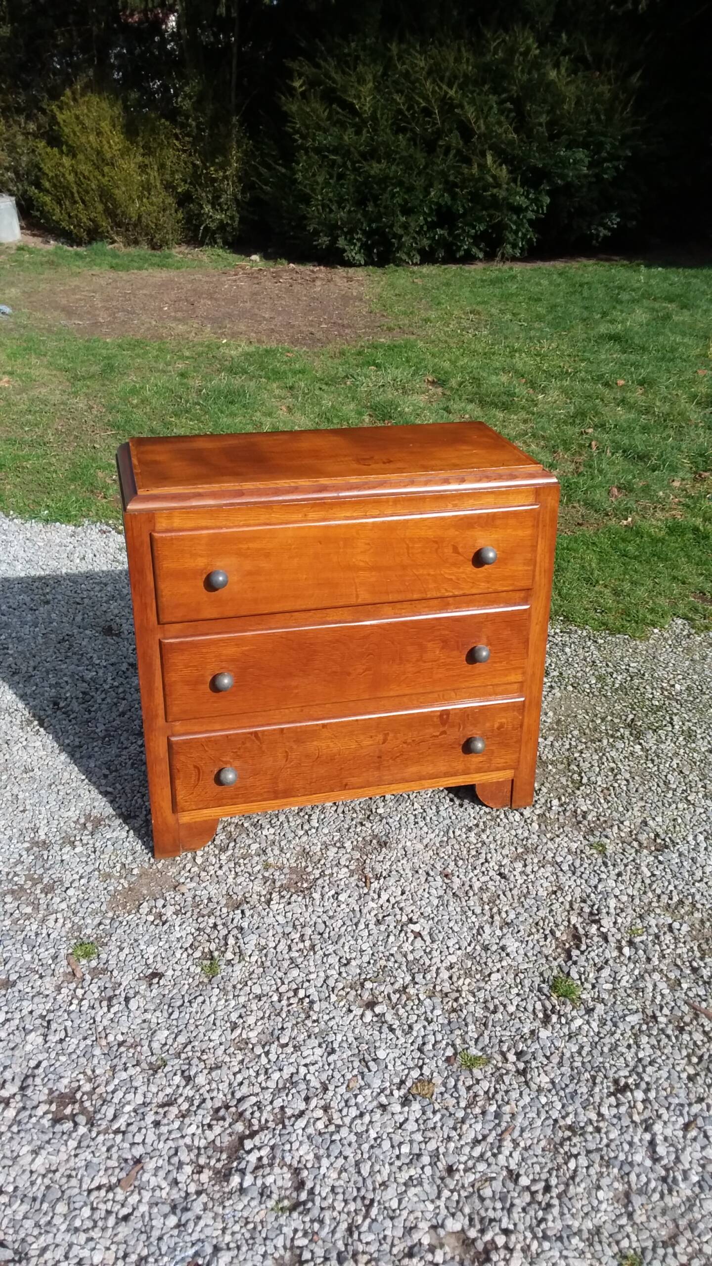Vintage 3-drawer golden oak chest of drawers from the 50s