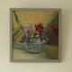 Original Swedish floral still life oil on panel painting