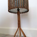 Lampe à poser en rotin années 60