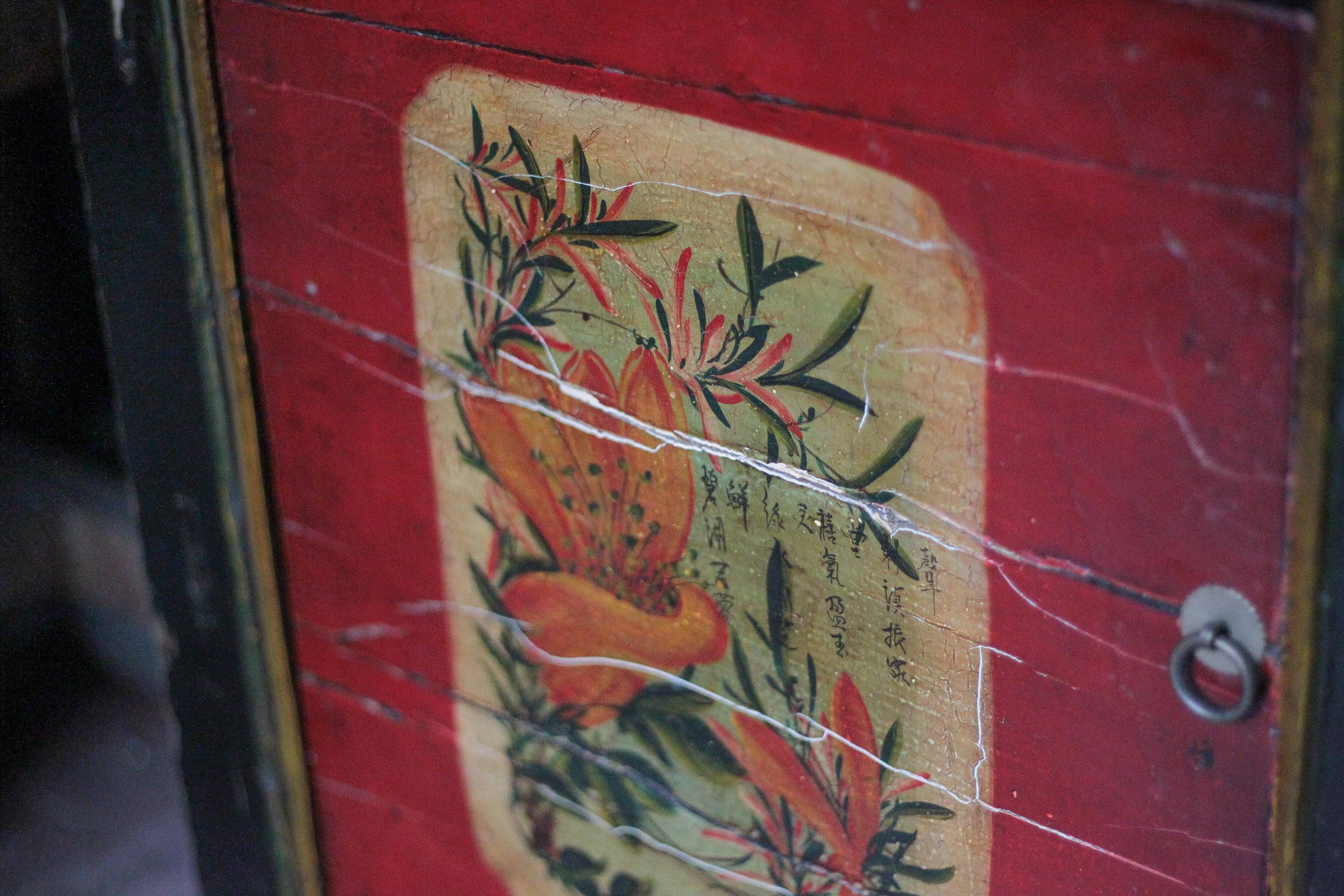 Chinese buffet from Mongolia, 2 doors, converted antique chest.