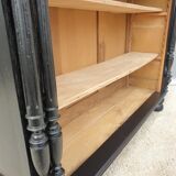 Neoclassical black wood bookcase with columns
