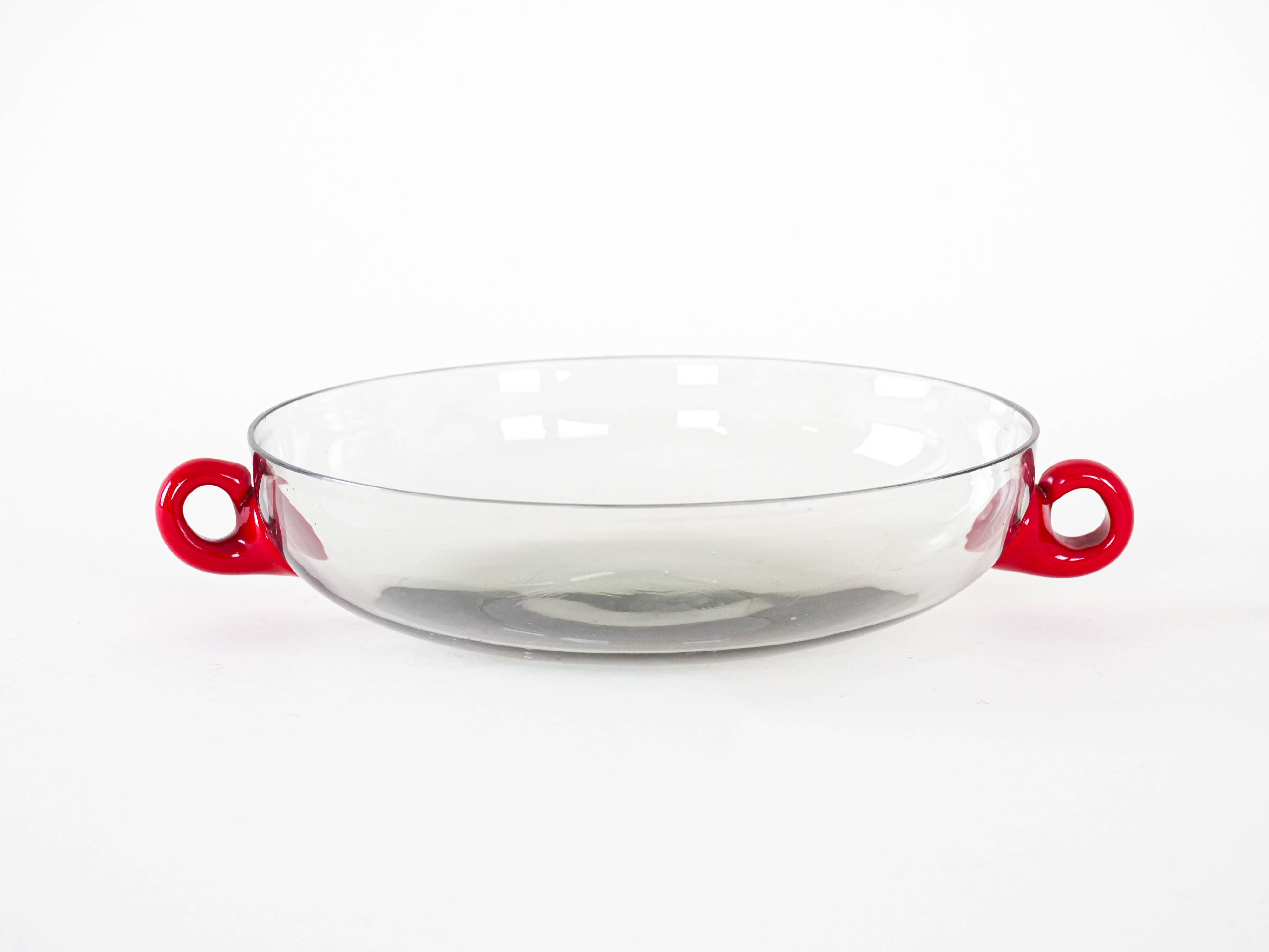 Glass bowl, Italian design, 1970s, made in Italy