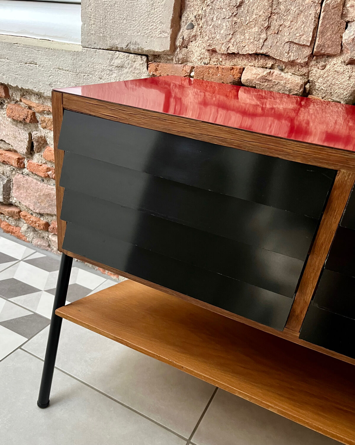 Vinyl storage furniture Manufrance from the 1960s