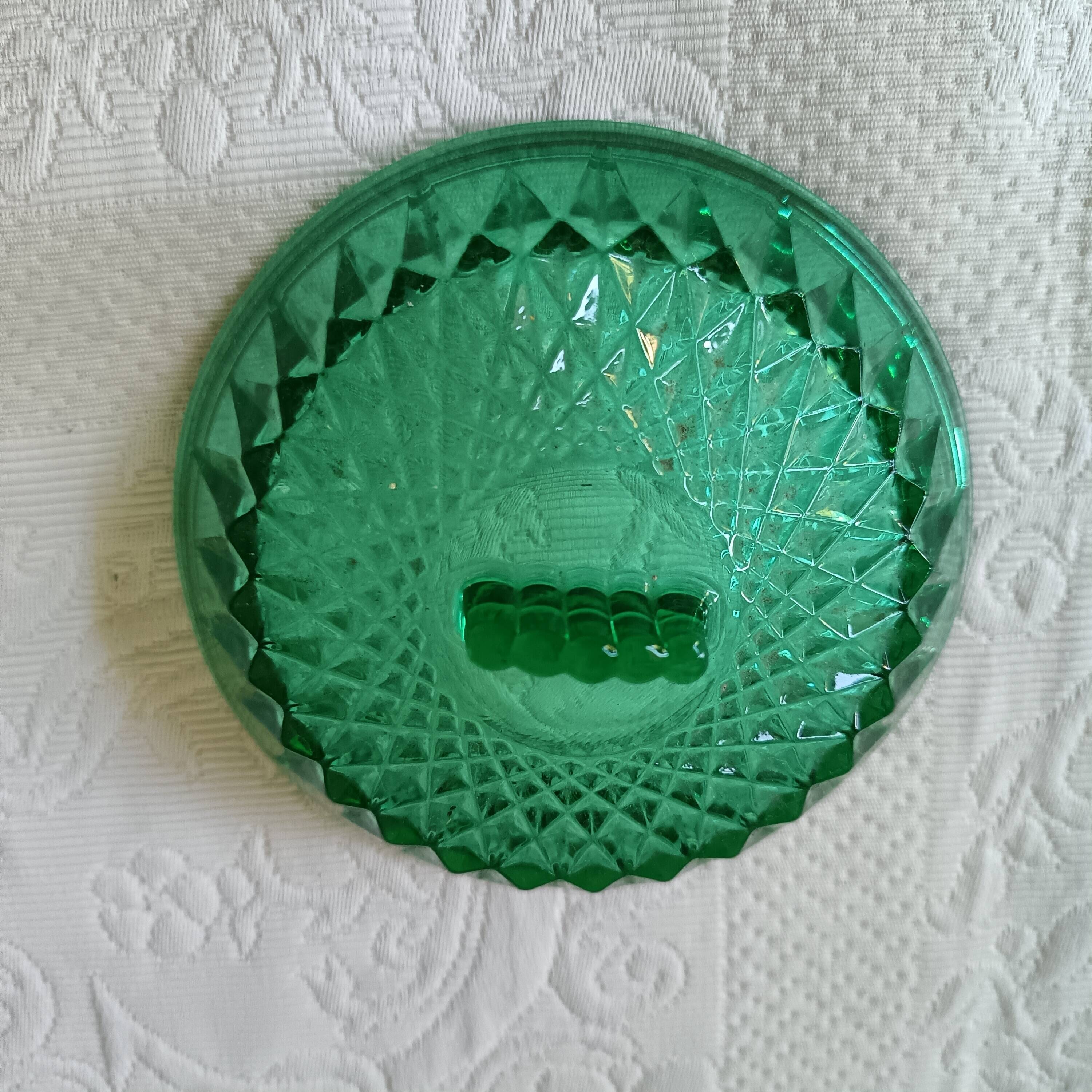 Vintage emerald green glass sugar bowl, Arcoroc France