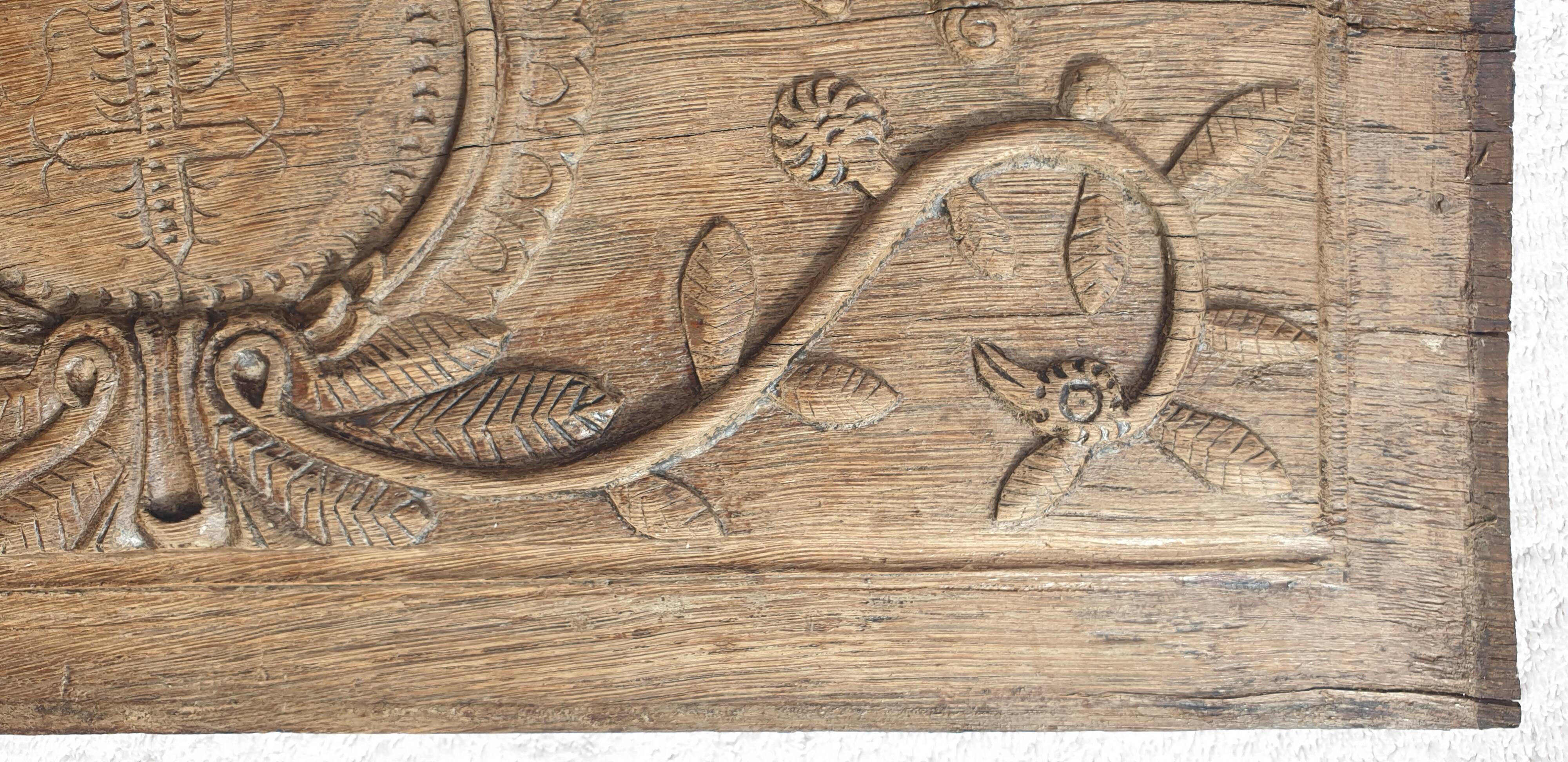 18th century carved wooden plaque bas-relief panel