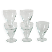 set of 5 blown glass wine glasses from the early 20th century