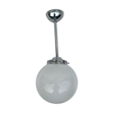 Glass and aluminum globe hanging lamp