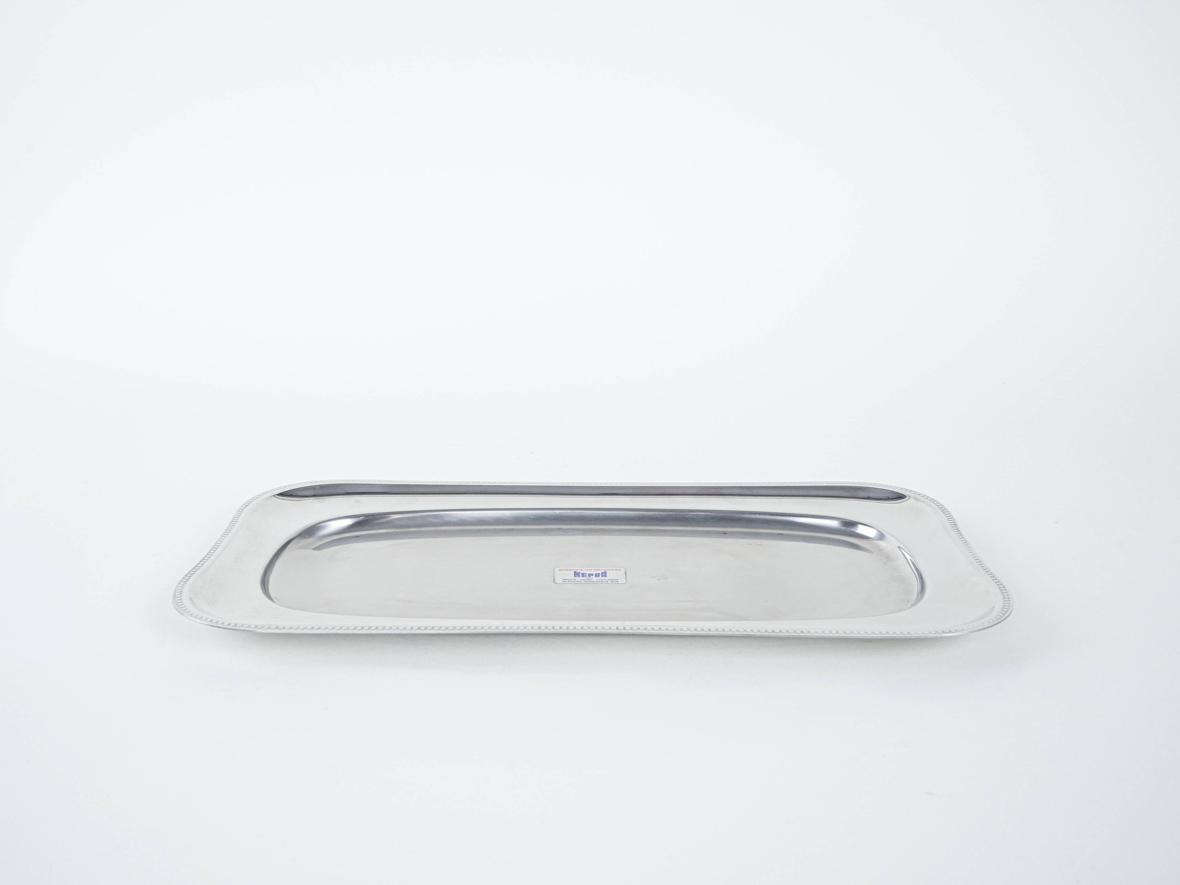 Plateau en acier, design italien, années 1970, fabriqué par MEPRA