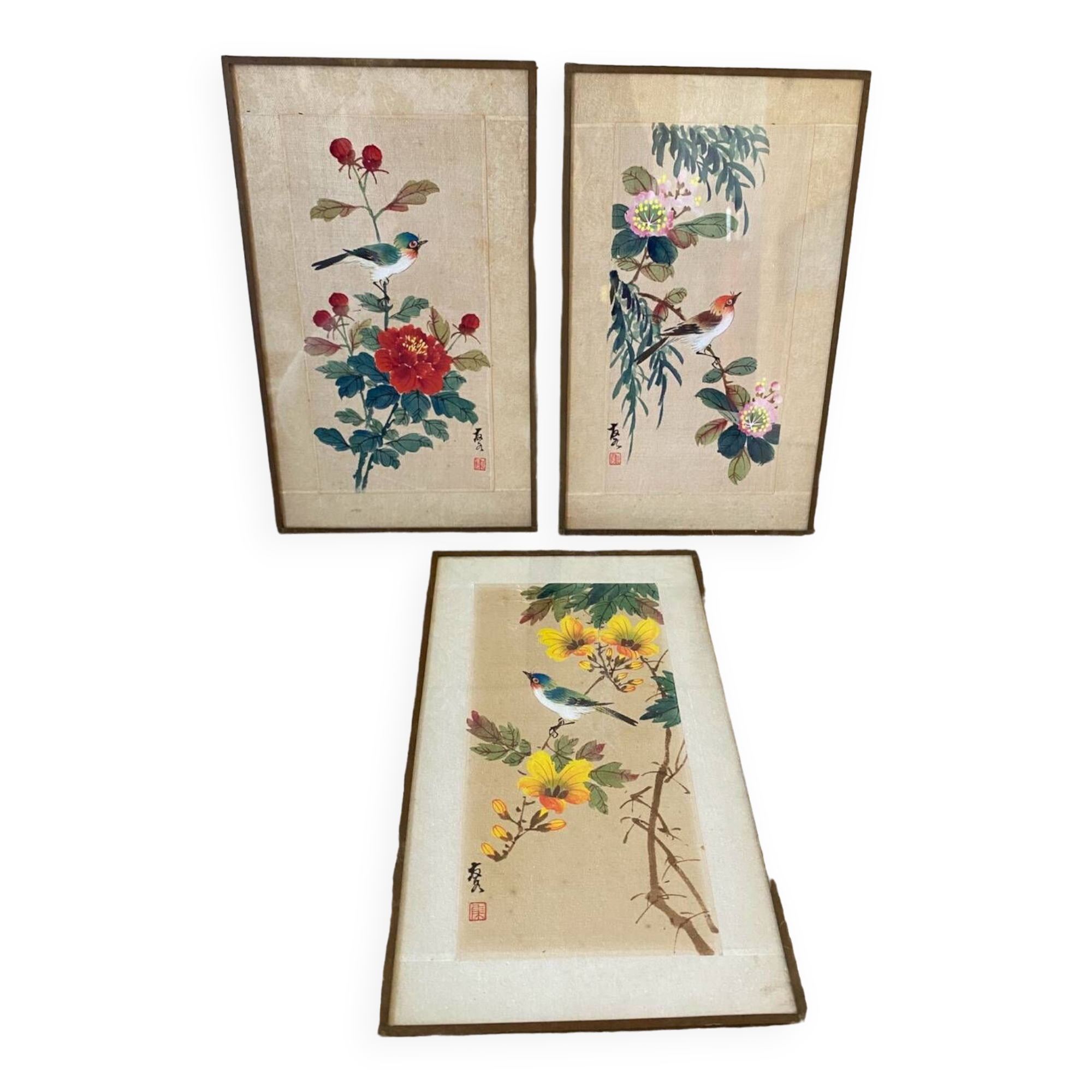 Trio of Japanese ornithological plates