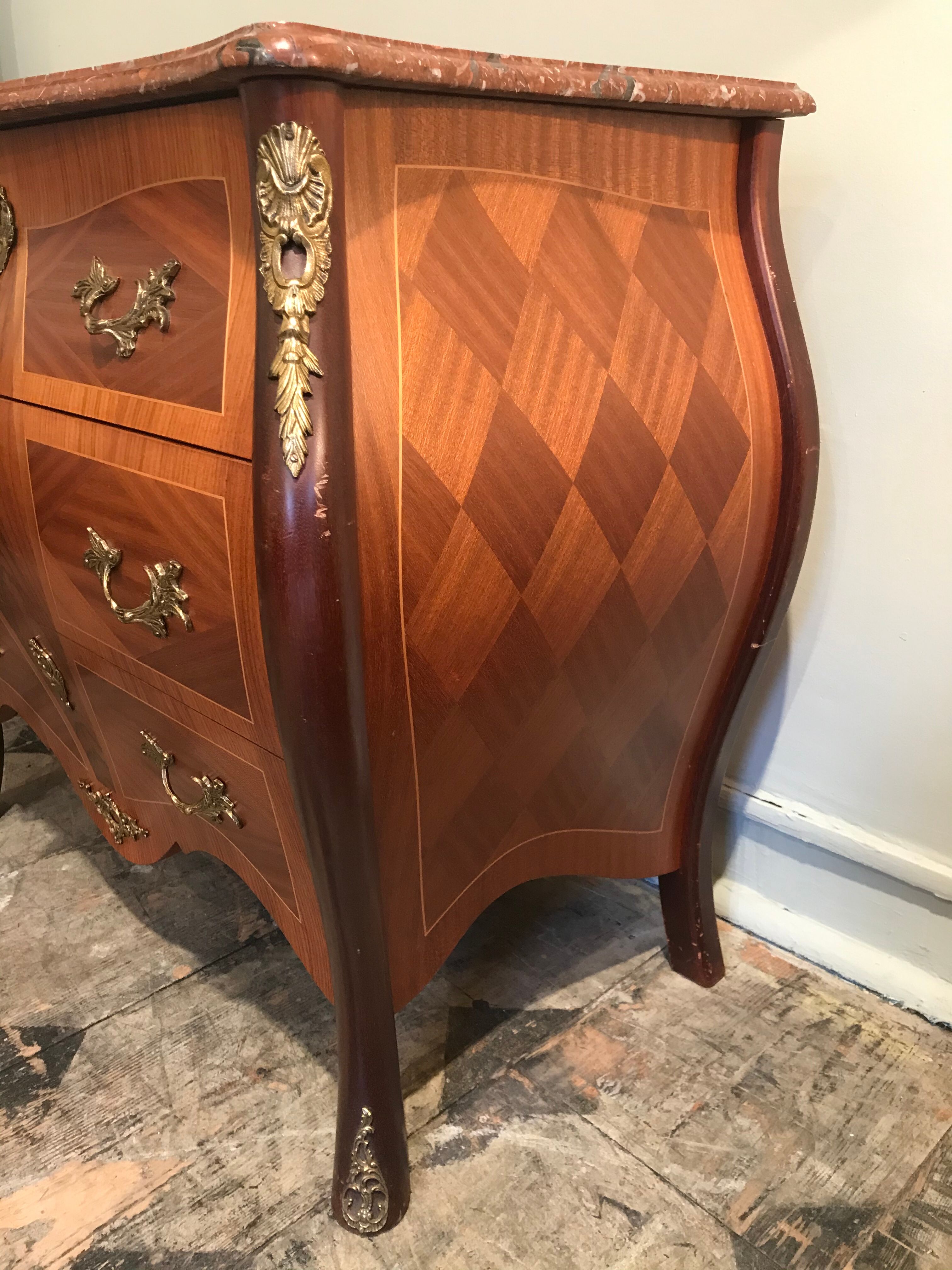 3-drawer neo-baroque commodus circa 1960 (pair available)