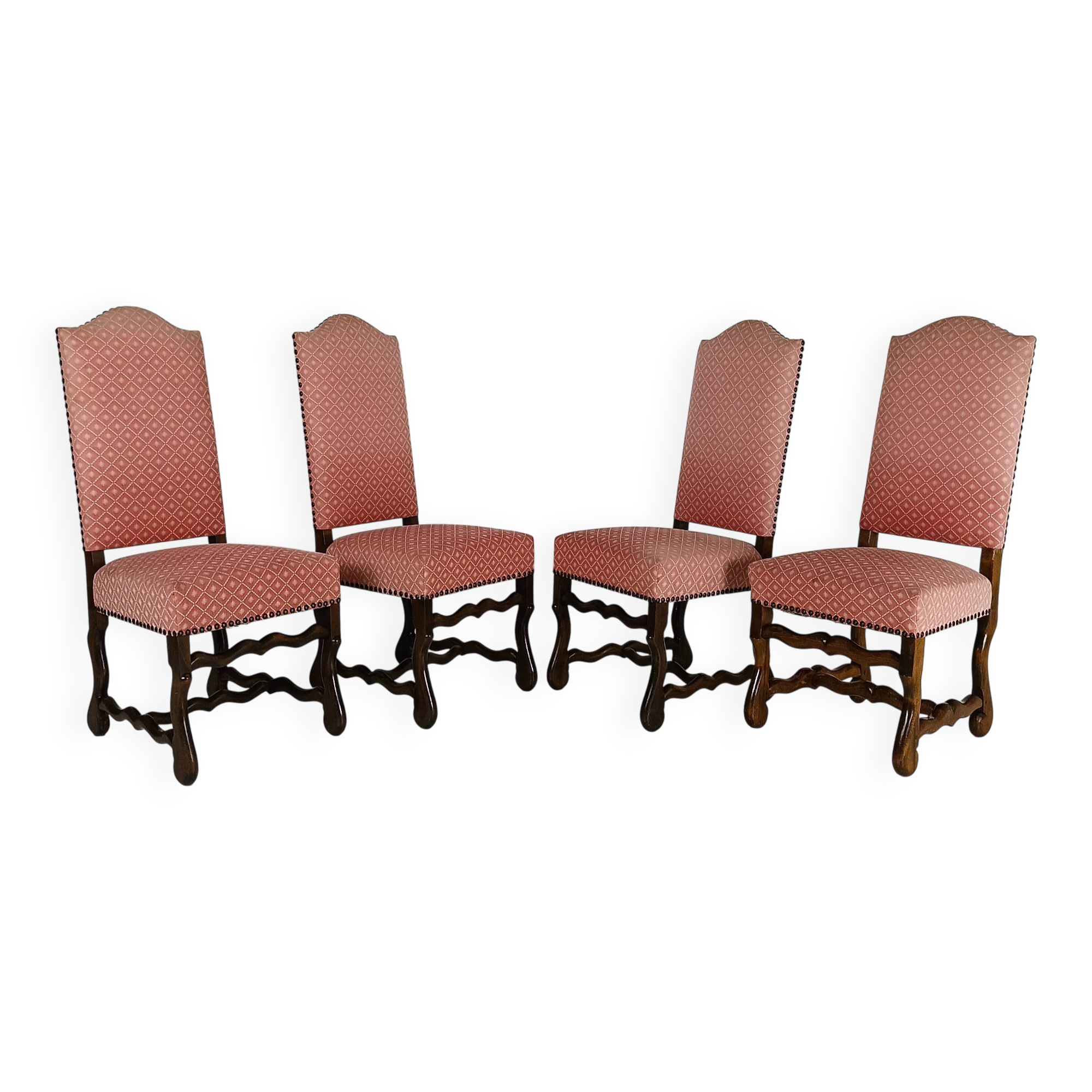 Beech Os De Mouton tapestry chairs (set of 4)