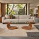 Sculptural coffee table in wood and glass — circa 1970