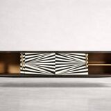 Scandinavian sideboard in birch with hand-painted op-art pattern, 1960s