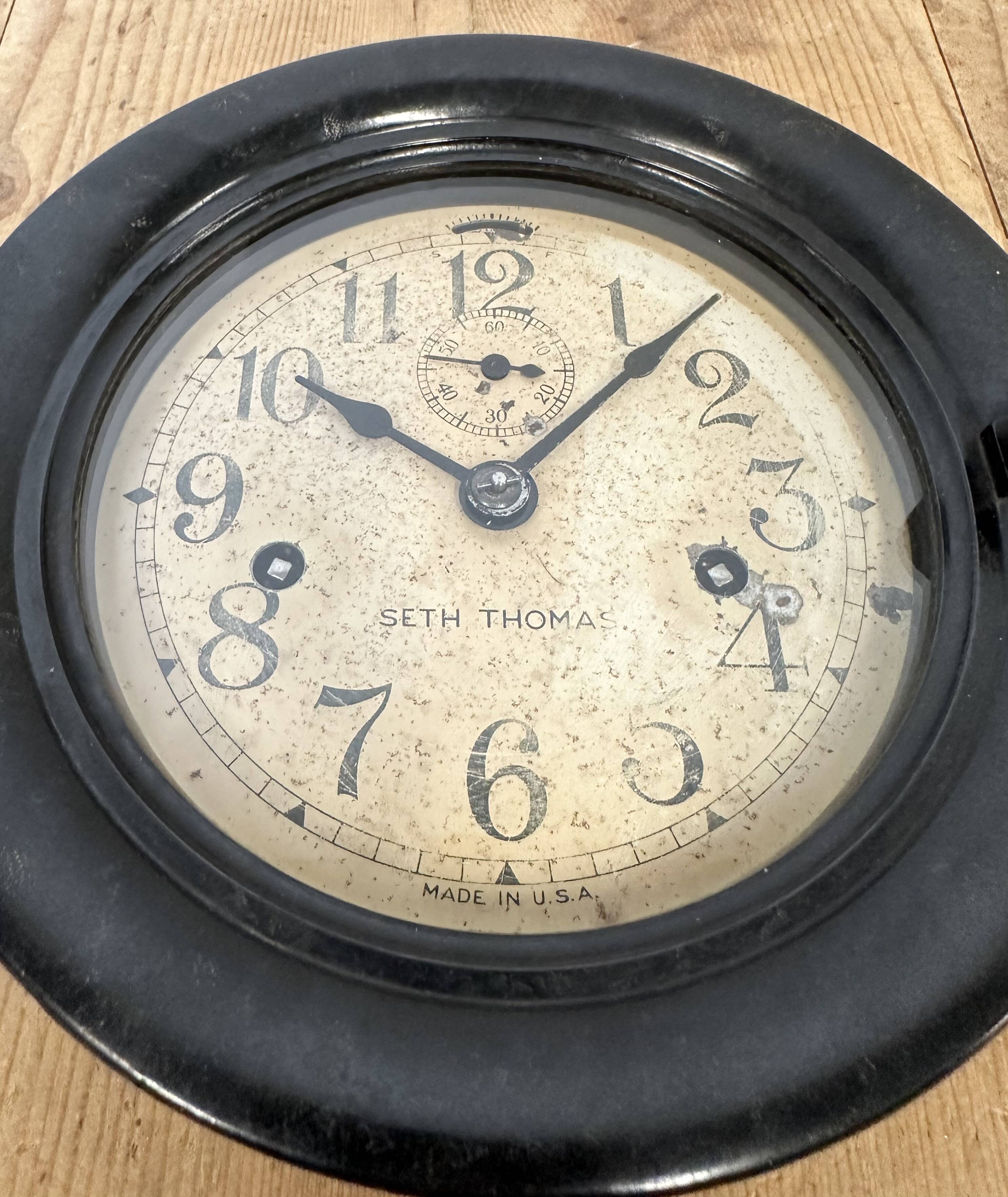 Vintage Mechanical Bakelite Maritime Wall Clock from Seth