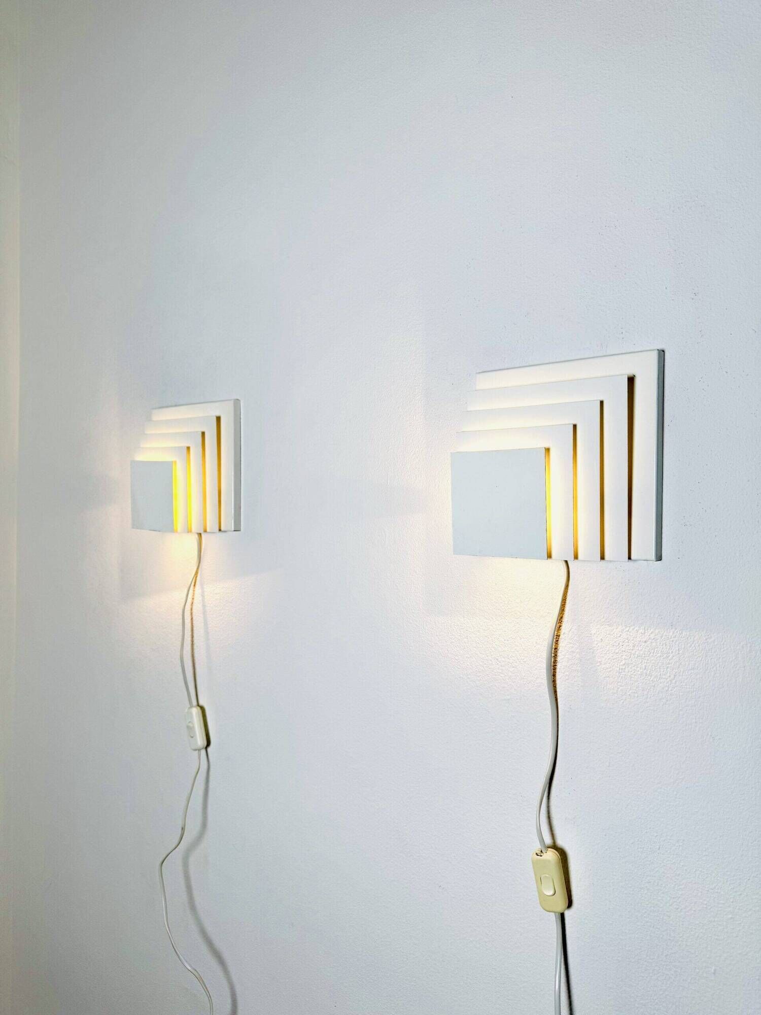 Geometric Square Layered Wall Lamps By Unknown Designer, The Netherlands 1960S