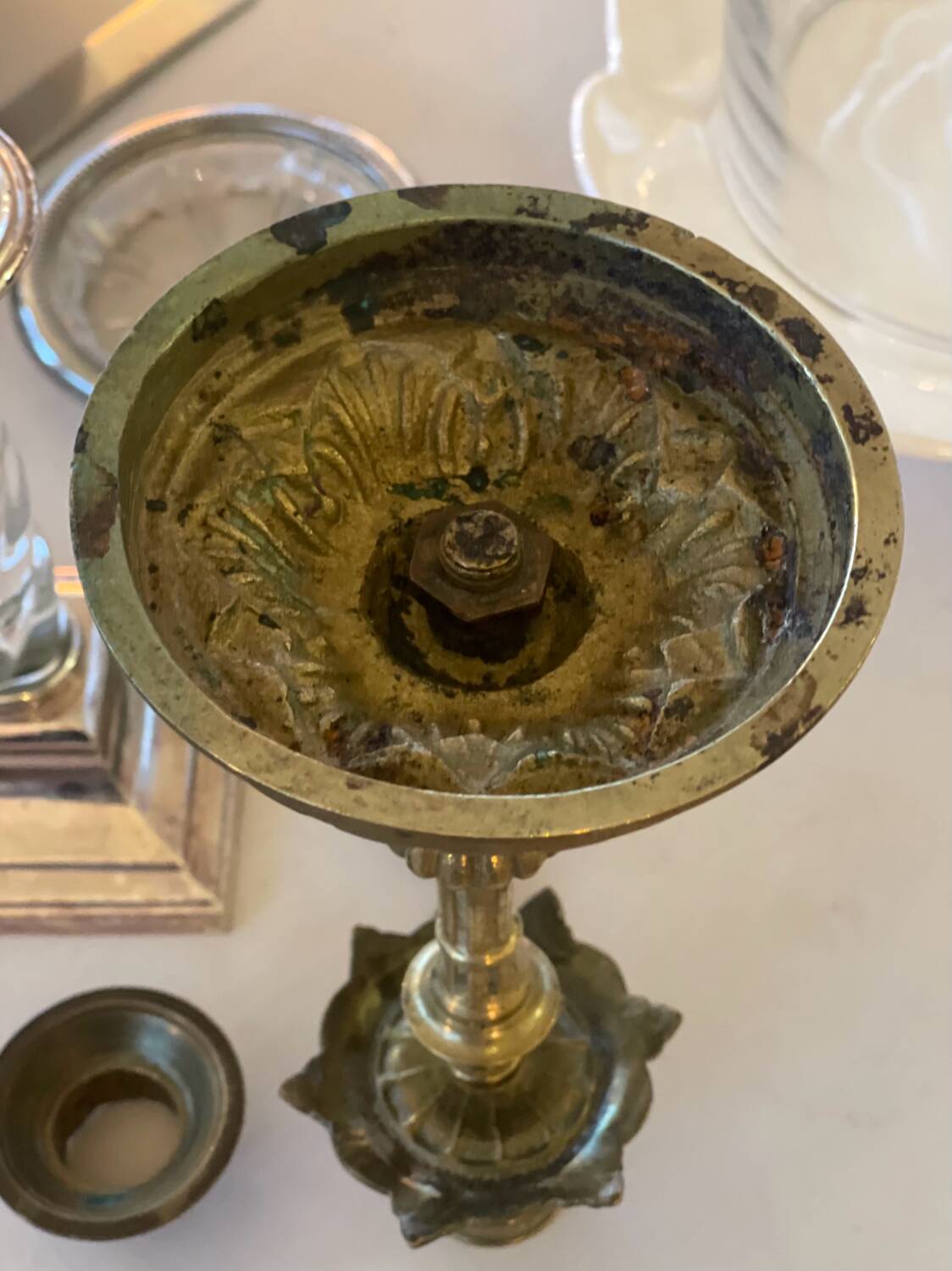 Old bronze candle holder