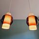 Scandinavian double pendant light in white opaline and amethyst glass, 1960s