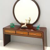 Ebonized Walnut and Birch Vanity Table / Console with Mirror ascr. to Buffa