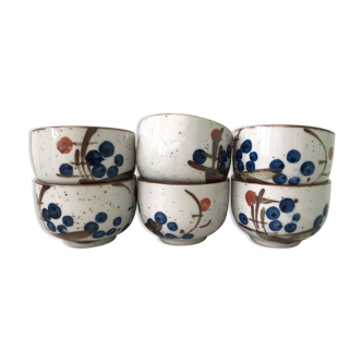 Set of 6 stoneware tea bowls