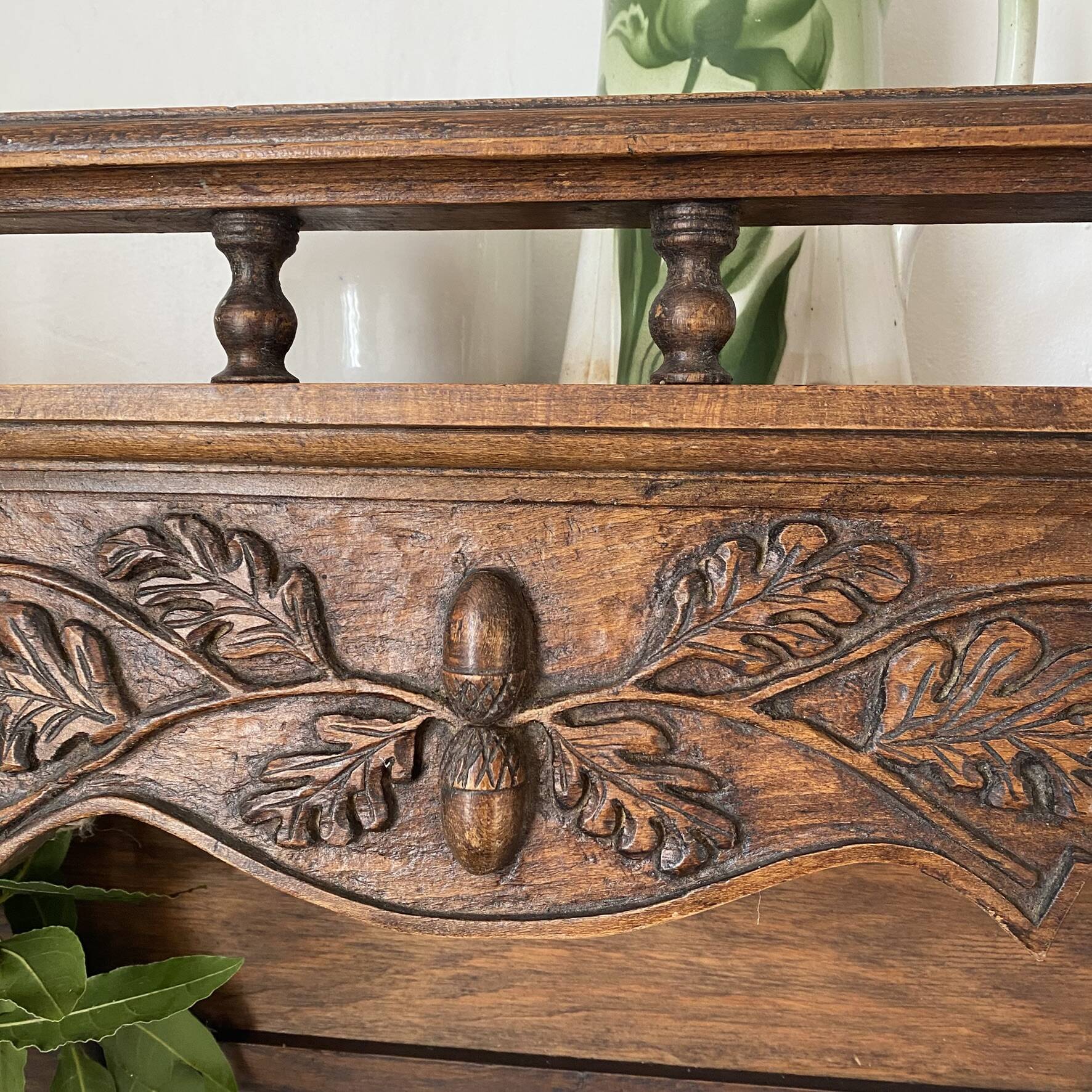 Old carved wooden kitchen shelf