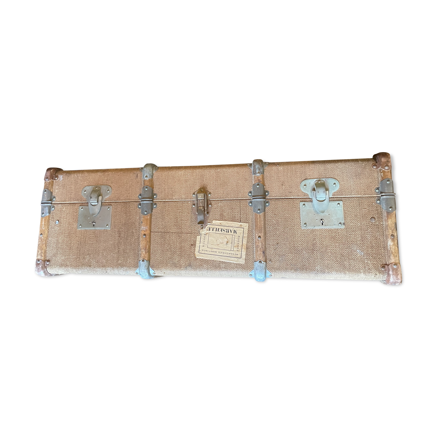 Old flat trunk totally covered with jute and wooden sleepers