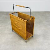 Magazine holder 50s rattan and metal