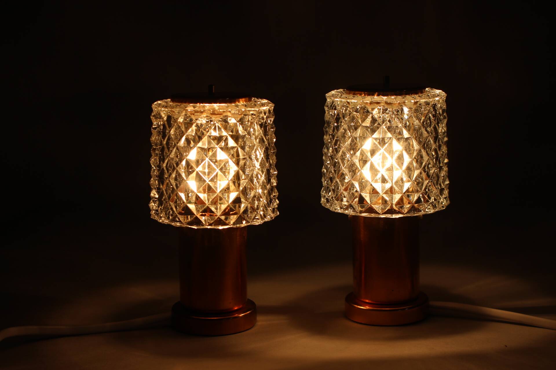 Pair of Table Lamps in Copper by Kamenicky Senov, Czechoslovakia