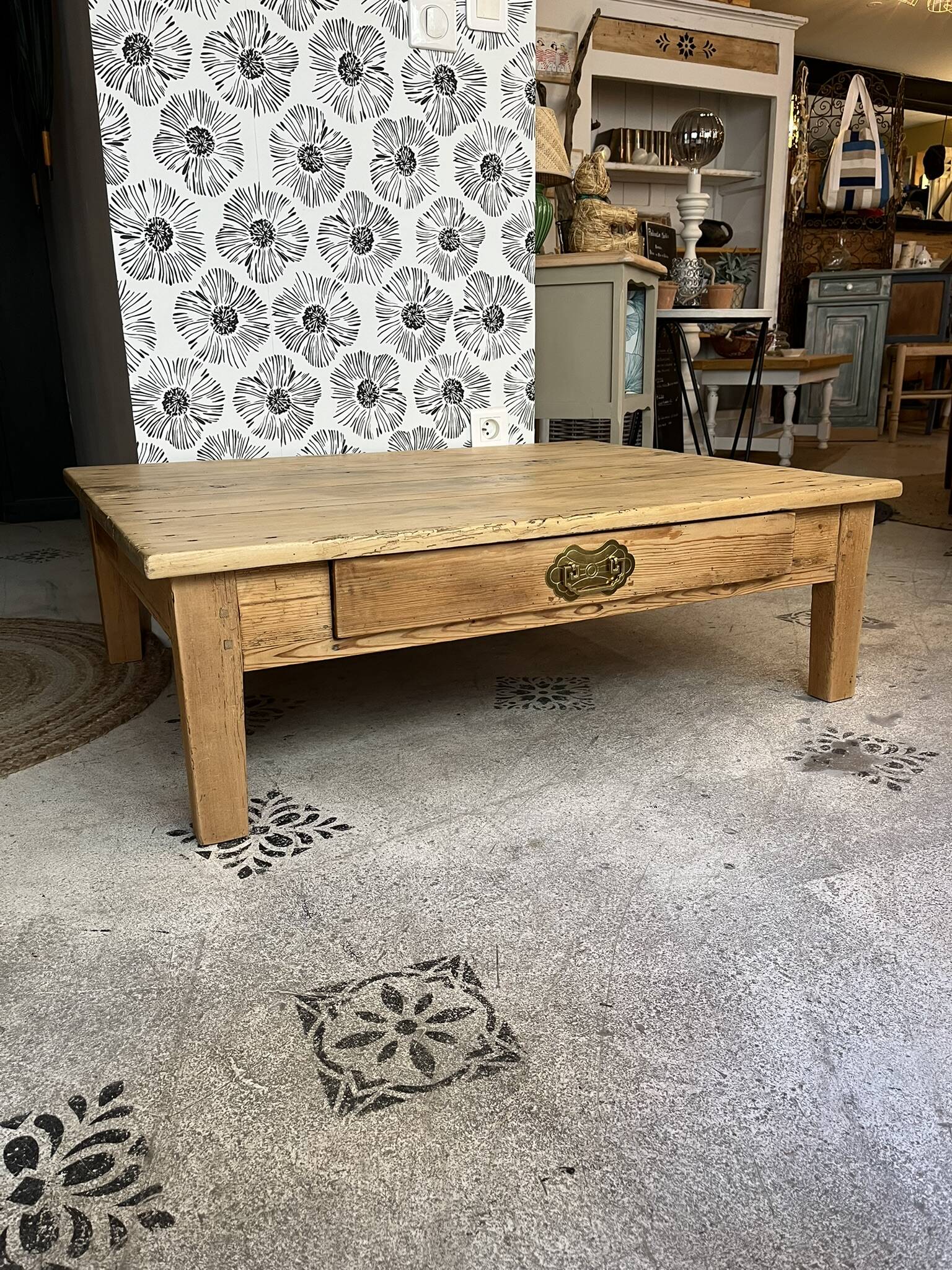 Table basse de ferme bois massif Augusta