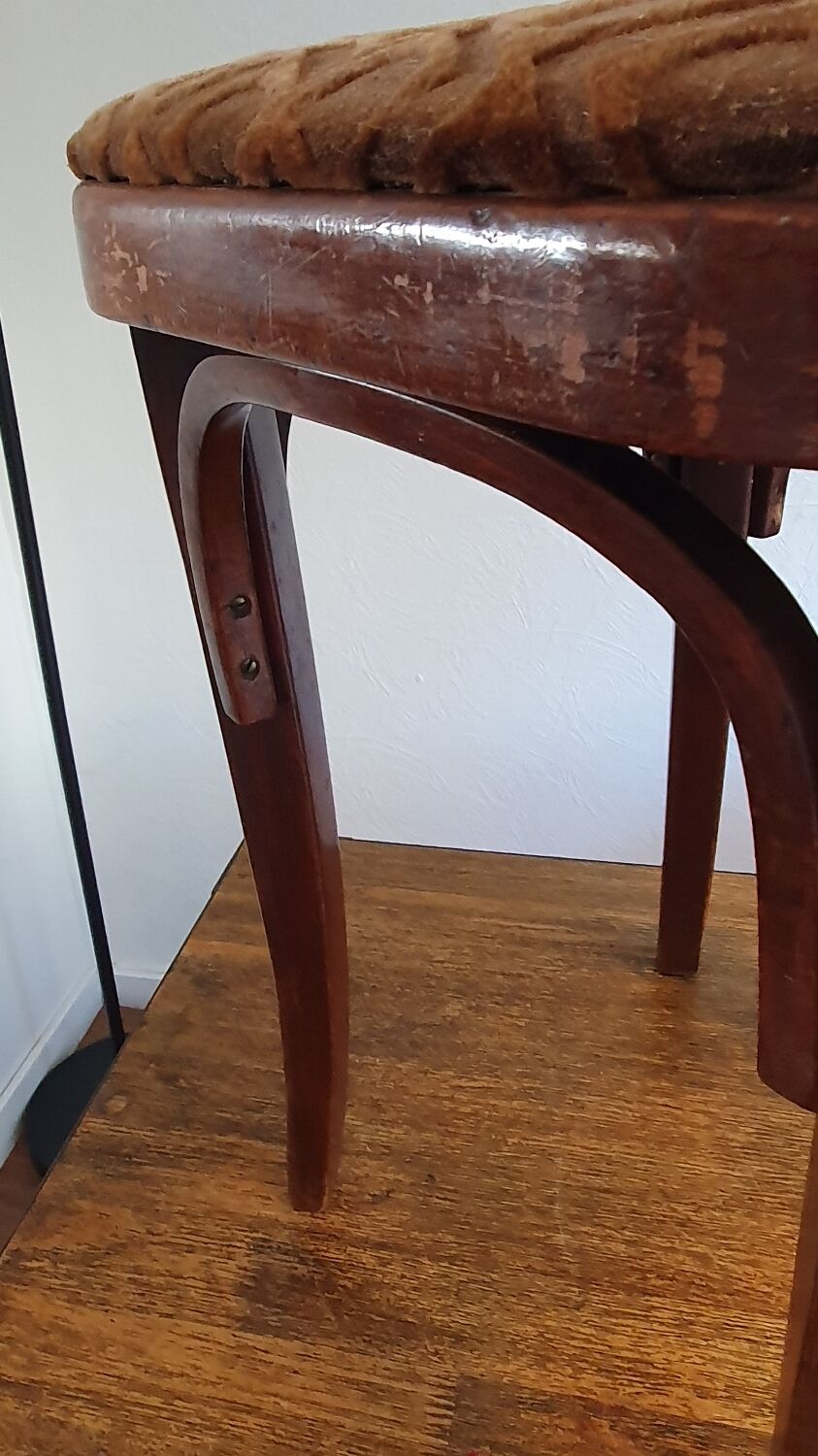 Art nouveau thonet stool bentwood and velvet