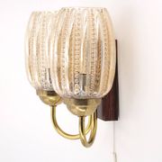 Pair of Graewe wall lights in brass and tinted glass, 1960s.