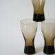 Set of 5 large Long Drink glasses in smoked glass Design, 1970