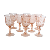 Pink glass wine glass, lot of 8, Rosaline, from arcoroc brand, vintage, French, size 2 out of 4