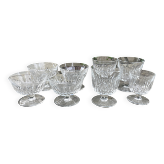 Set of 8 Baccarat crystal glasses and bowls, Mazamet model