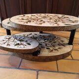 Georges Pelletier Vallauris La Roue Magnolias Vintage Coffee Table