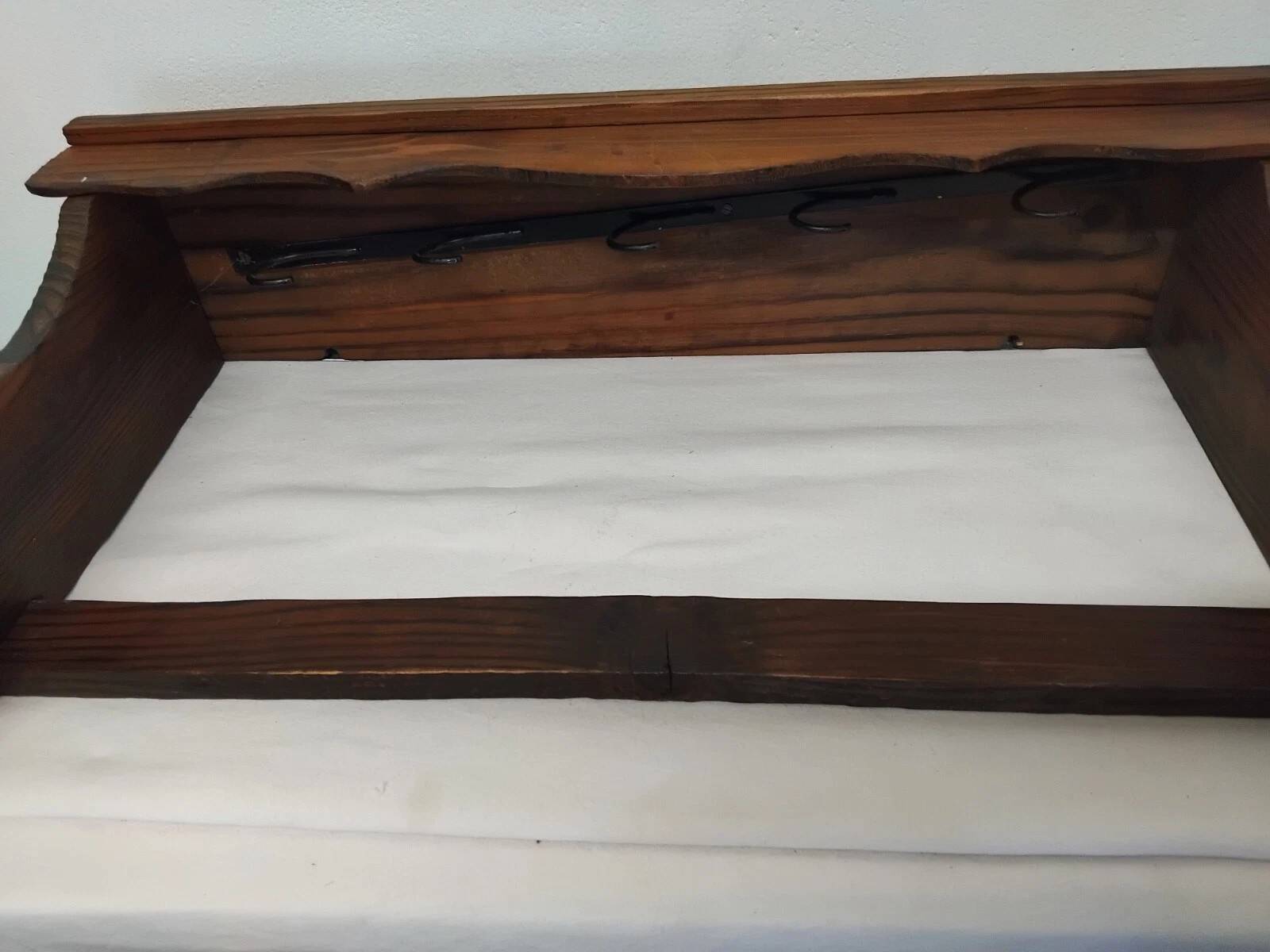 Antique Wall Shelf with Vintage Hooks