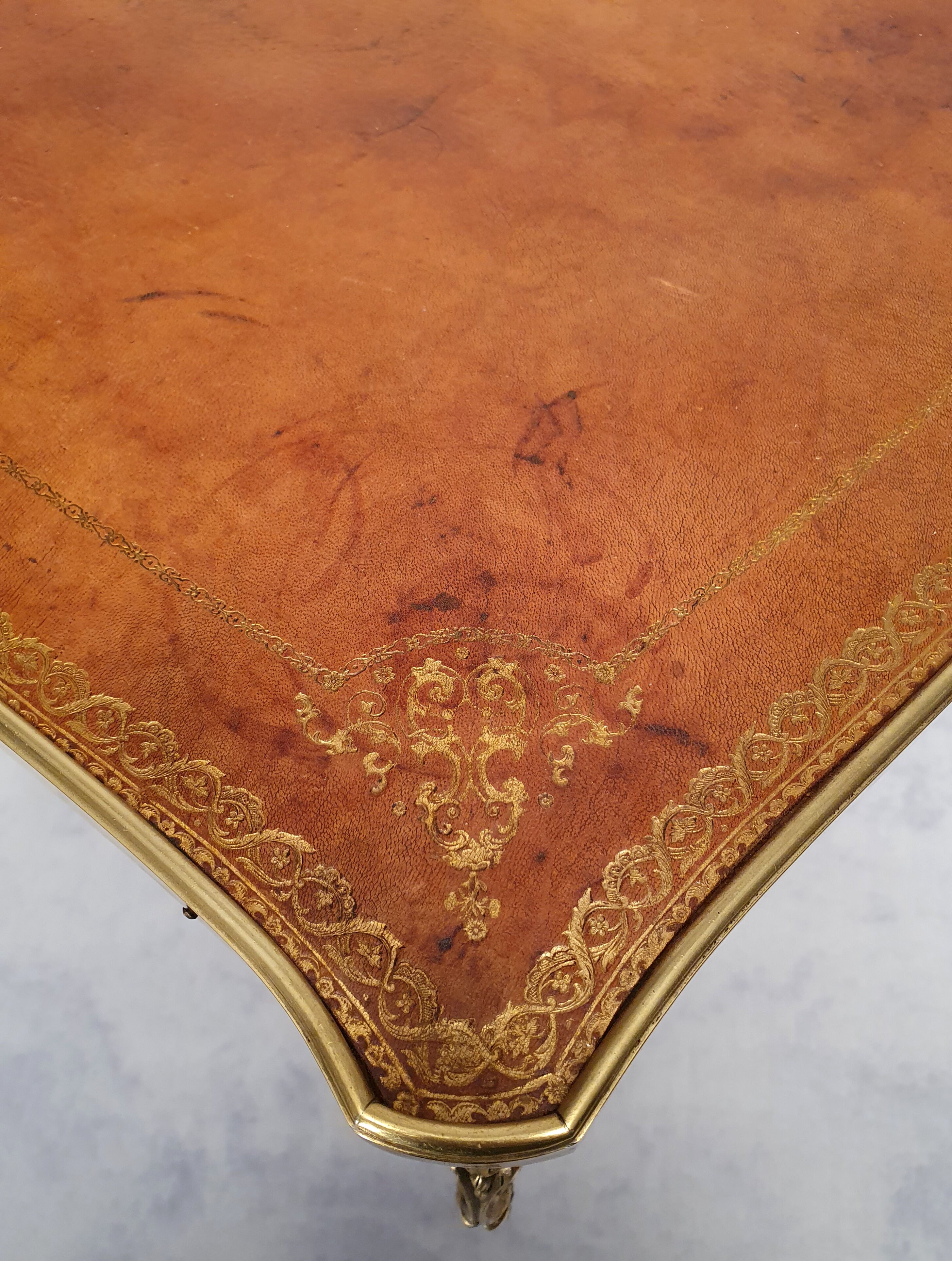 Louis XV Style Writing Table - Gouffé House - Cubes Marquetry - Bois De Rose - 20th