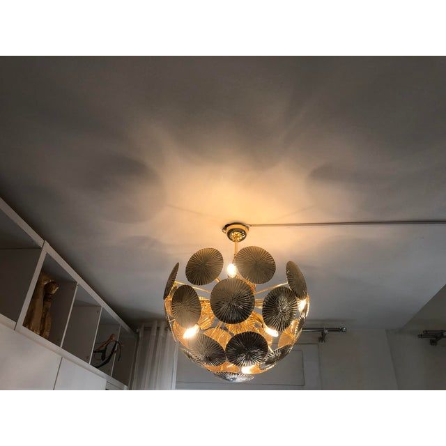 Lustre Italien 3 Lumières - Style Mid-century Modern - Laiton Vieilli - Réglable En Hauteur - Neuf