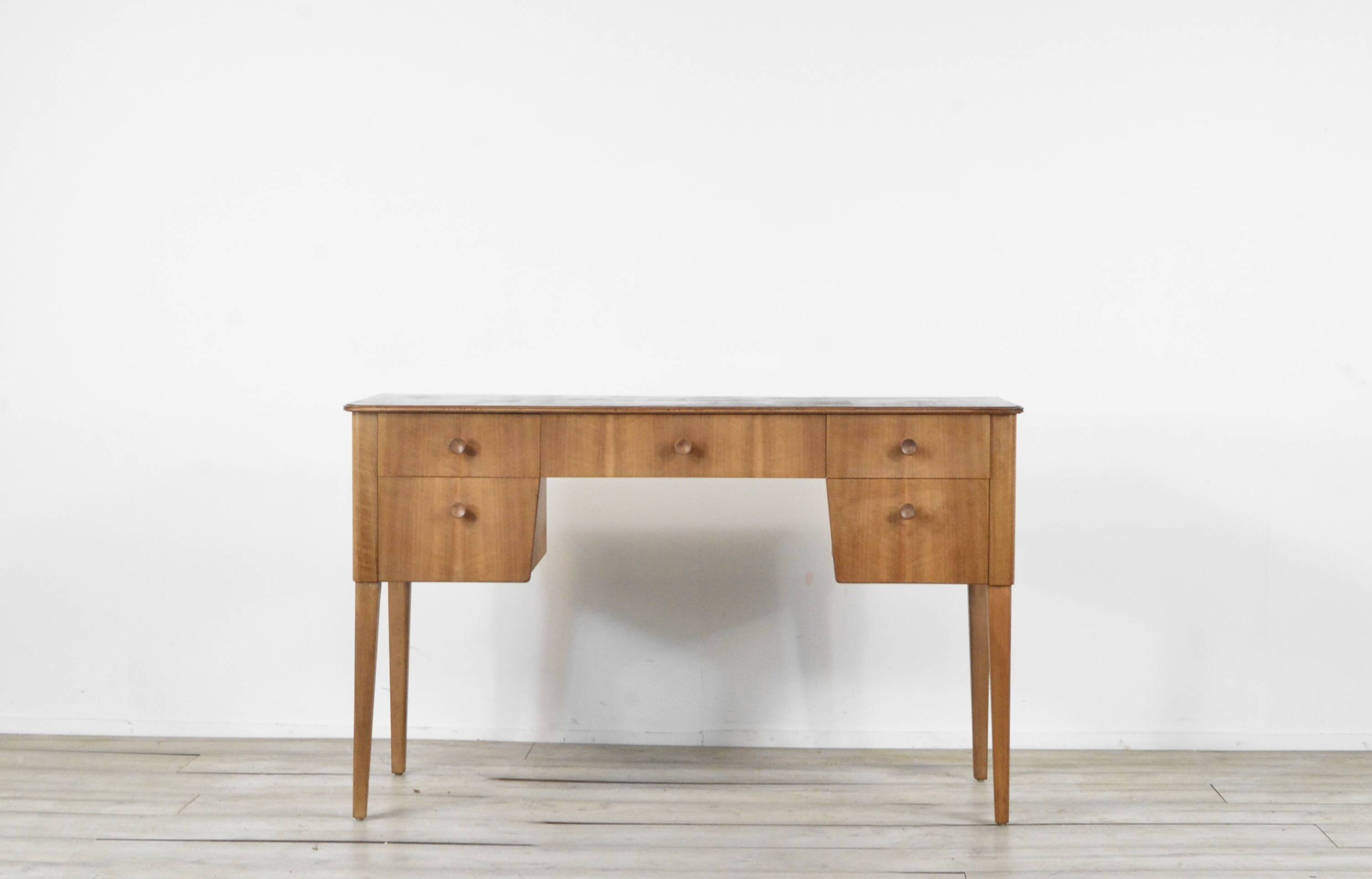 Midcentury Gordon Russell Walnut And Beech Desk / Console Table. Vintage Mo