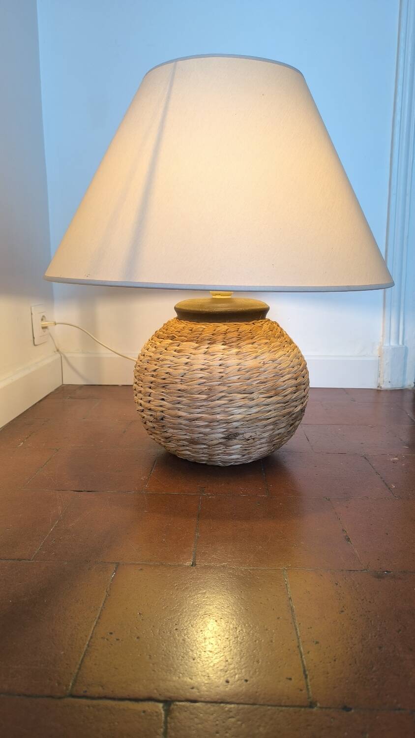 Vintage wicker table lamp