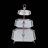 Serviteur muet à trois étages en métal argenté – élégance des années 1950