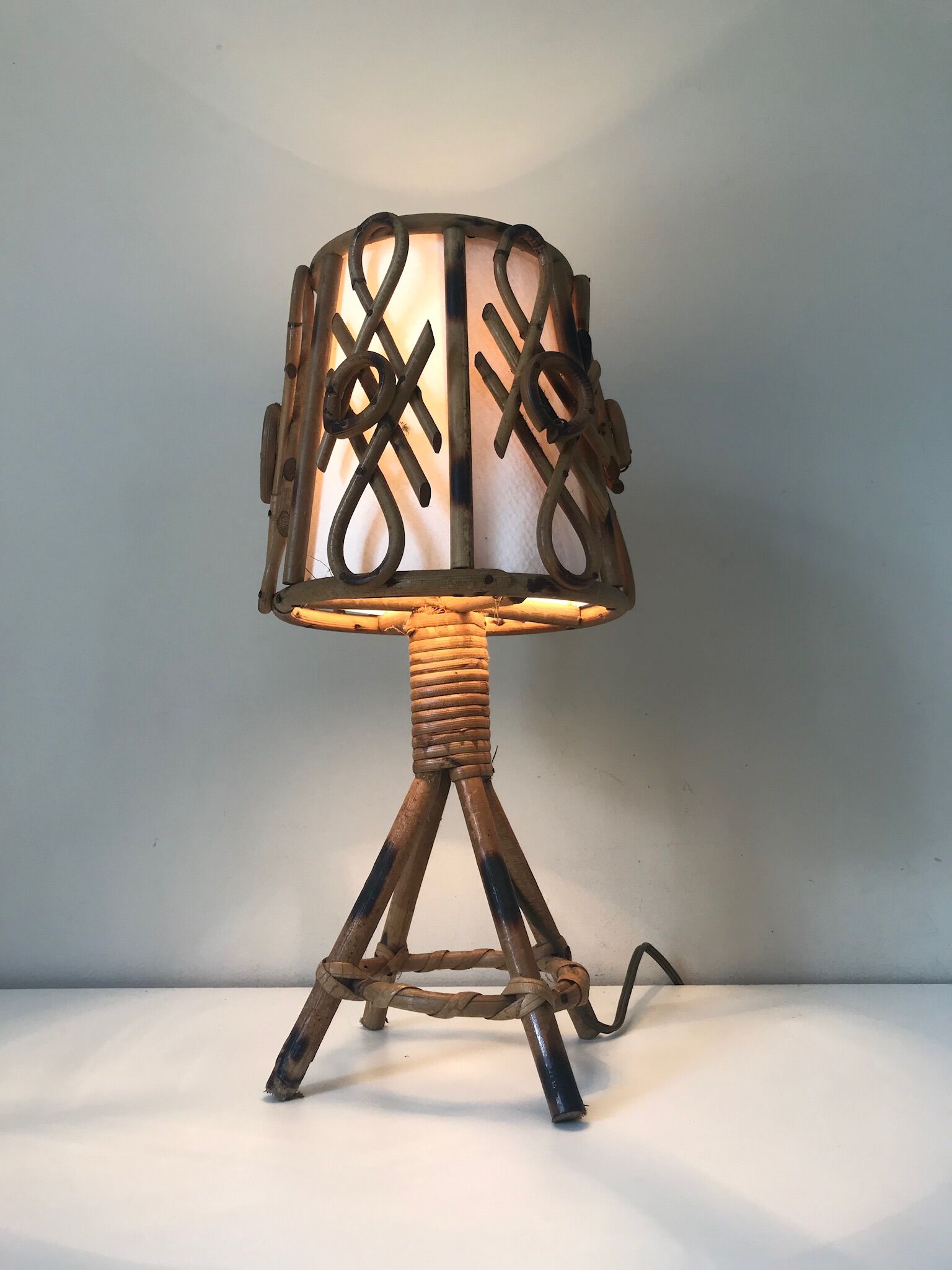 Vintage rattan lamp years 60