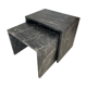 Set of 2 pull-out tables in black/grey marble